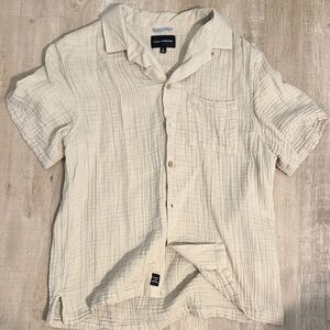 Lucky Brand Cream Short Sleeve Button-Down Shirt